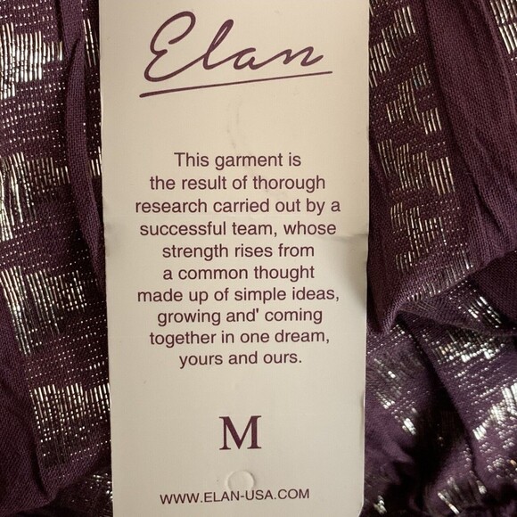 Elan Crop Top Women M Elastic Neck and Hem Short Flare Sleeve Brown Gold - Picture 9 of 11